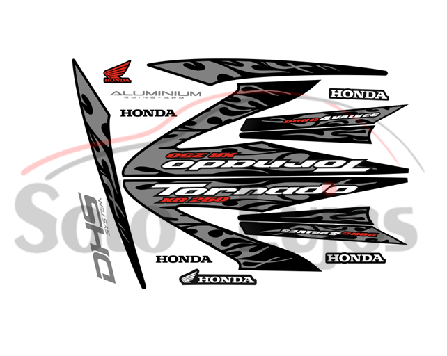 CALCOMANIA HONDA TORNADO ROJO NEGRO MOD. LLAMAS