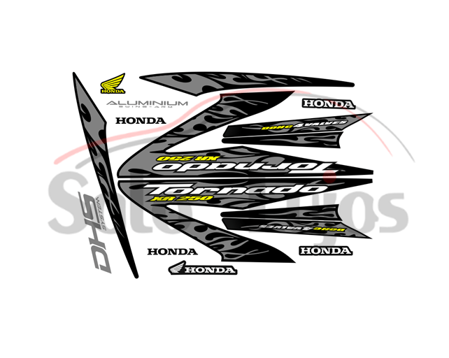 CALCOMANIA HONDA TORNADO AMARILLO NEGRO MOD. LLAMAS